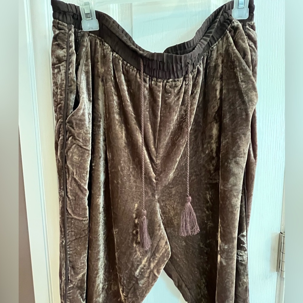 Anthropologie Velvet Drawstring Pants